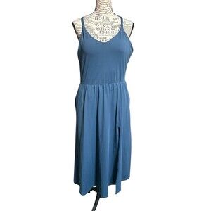 Ewdoos Size XL Blue Midi Dress Shorts Front Slit Shelf Bra Sporty Outdoors